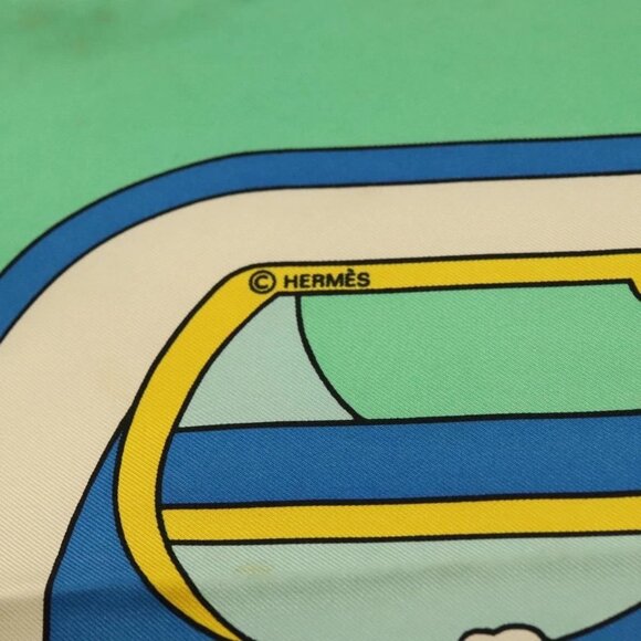 HERMES Carre 90 Scarf ""THALASSA"" Silk Green Auth 142398 - Picture 14 of 14